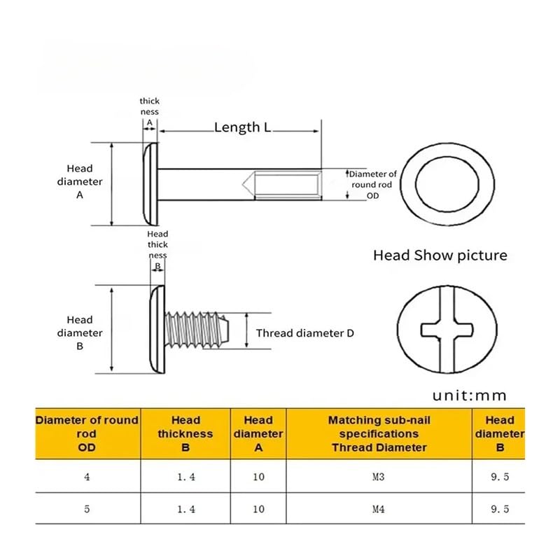 10sets OD 4mm (M3) 4mm(L) 304 Stainless Steel Binding Screw Bag Accounk Photo Album Books Butt Assembling Bolts BGOKIFLWHW