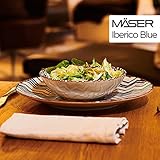 MÄSER 934017 Iberico Blue 12-teiliges Tafelservice für 4 Personen im maurischen Stil, Teller Set mit verschiedenen Vintage Mustern in Weiß und Blau, Steinzeug