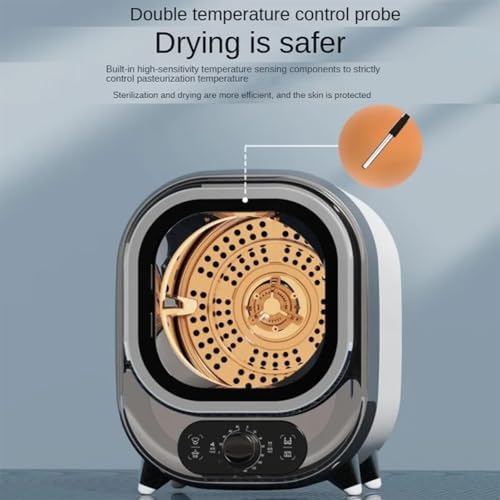 Compact Mini Tumble Dryer 0.8KG, 300W Stainless Steel, 180mins Timer, 2 Heat Settings, Portable Clothes Dryer for Small Spaces, Ideal for Apartments (Brown)