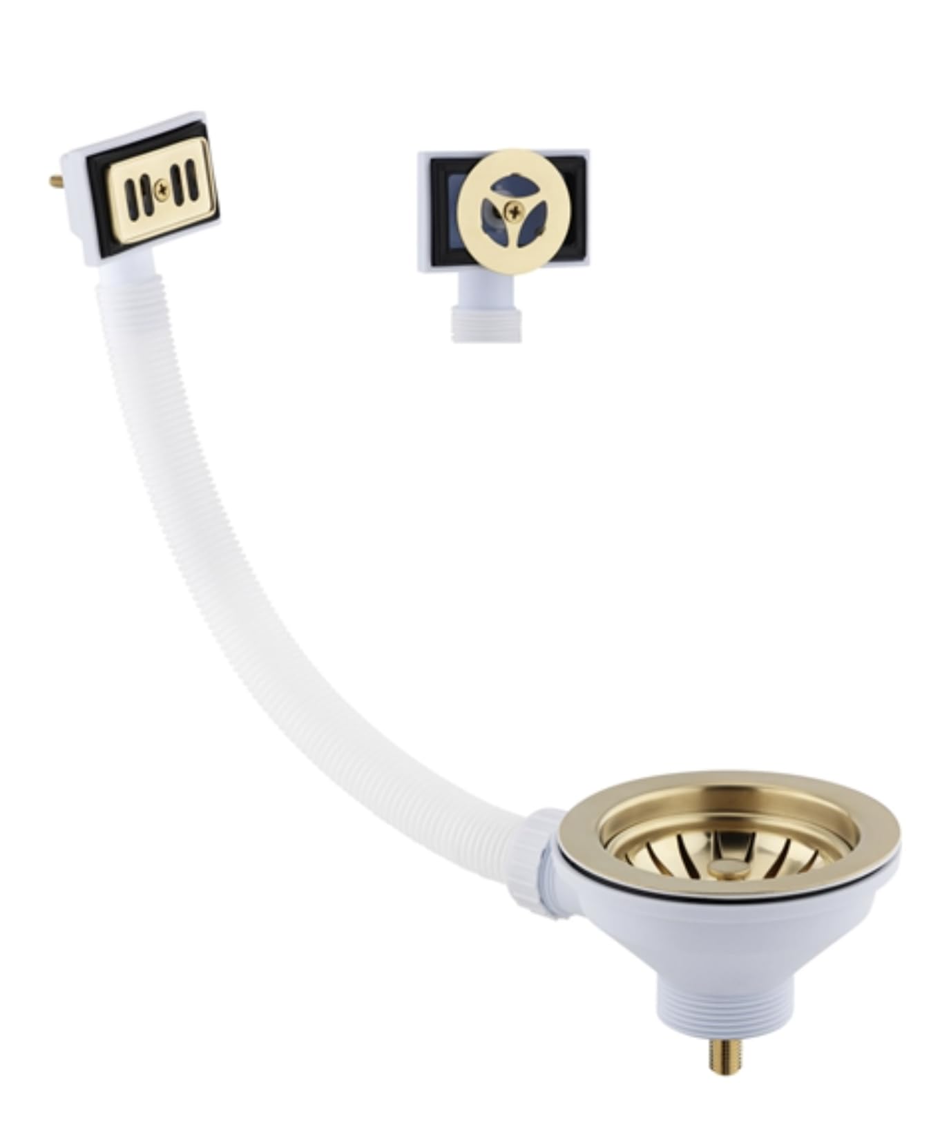 Housler Gold Kitchen Sink Basket Strainer Waste With Square/Round Overflow