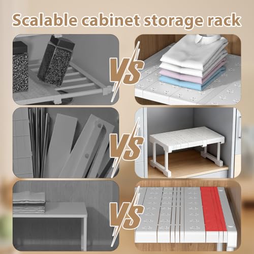 Einlegeböden für Schränke – Verstellbares Teleskopregal 35 cm breit | Einlegeboden Kleiderschrank & Küche | Nagelfrei, 20kg Traglast | Schrankregal, Kleiderschrank Organizer, Einlegebretter für Schrän