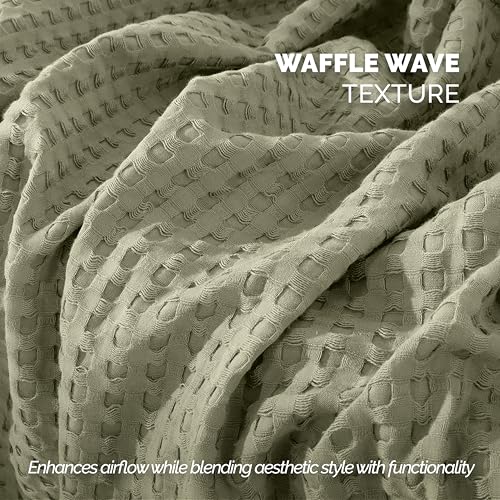 Image of Elegant Comfort Premium 100% Cotton Waffle Blanket - Lightweight Breathable Waffle Weave Bed Blanket - Soft and Warm All Season Blanket for Couch, Sofa and Bed, TwinXL Size 68x90 Inches, Sage
