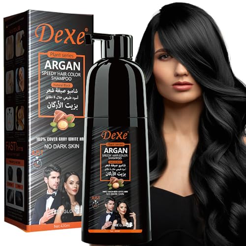 Instant Black Hair Shampoo 420ml - Semi-Permanente schwarze Haarfarbe Shampoo für natürliches Haar, hält 30 Tage, schnell wirkende Formel für Männer & Frauen (Natural Black)