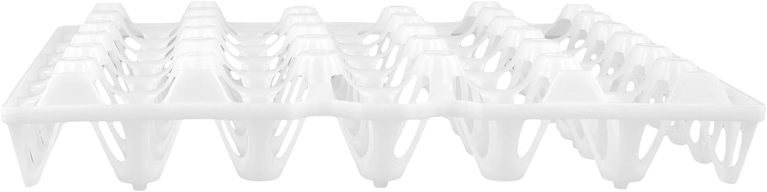 SINJEUN 15 Pack Plastic Egg Tray, 30 Cells Plastic Egg Flats, Stackable Egg Crates Holder for Storing, Sorting, and Shipping Eggs, White