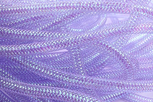 YYCRAFT Deco Mesh Tubing Flex with Metallic Foil 8mm x 25 Yards-Lavender