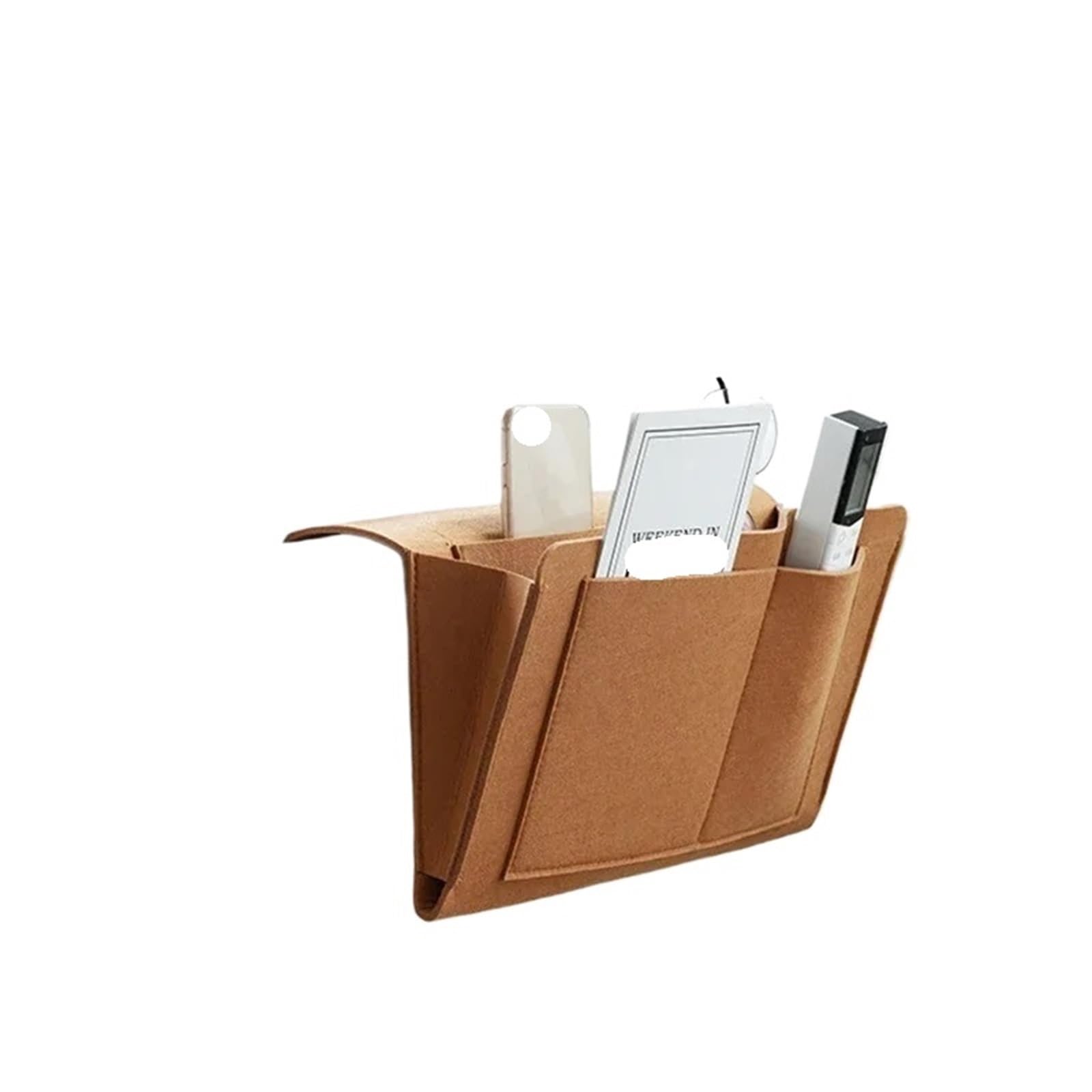 BDFJEDS Couch Armrest Organizer Felt Bedside Storage Bag Pouch Bed Desk Sofa TV Remote Control Hanging Caddy Couch Organizer Holder Pockets(Chocolate)