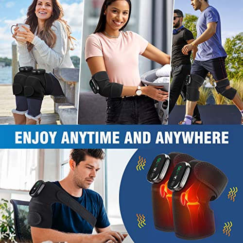 Image of MOAJAZA Knee Massager with Heat and Vibration, Heating Pad for Knee Shoulder Elbow, Heated Knee Brace for Arthritis with Massage