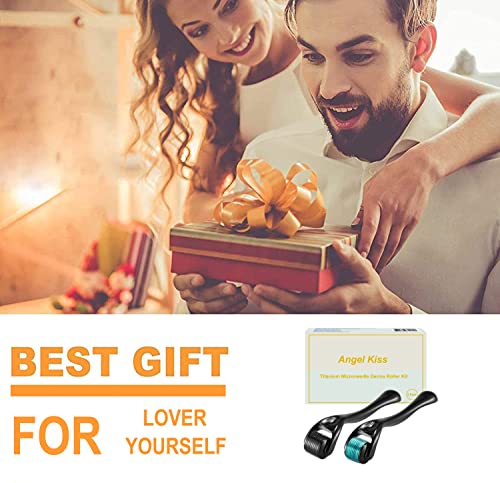 Angel Kiss Microneedling Roller Derma Roller for Beard Face Body - 2 Pack 540 Titanium Micro Needles Roller for Home - Self Care Gifts for Man ane Woman - Image 4
