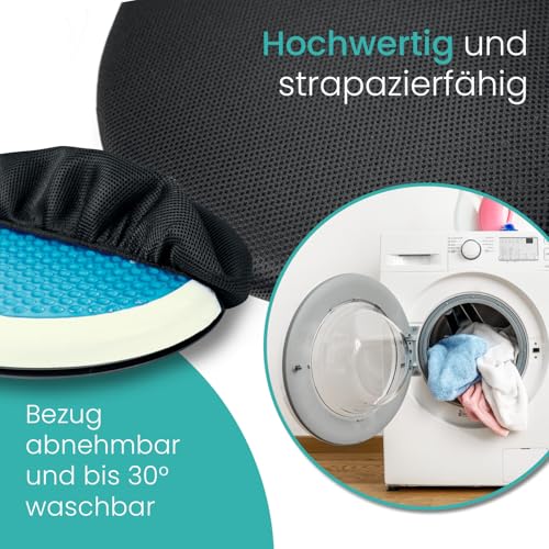 ELONEO Drehkissen mit Gel für Autositz, Drehsitz für Senioren, Einstiegshilfe/Ausstiegshilfe, rutschfest, Belastbar bis 150 Kg, Für Auto, Sofa, Sessel, Stuhl (Ø 40, 1 STK.)