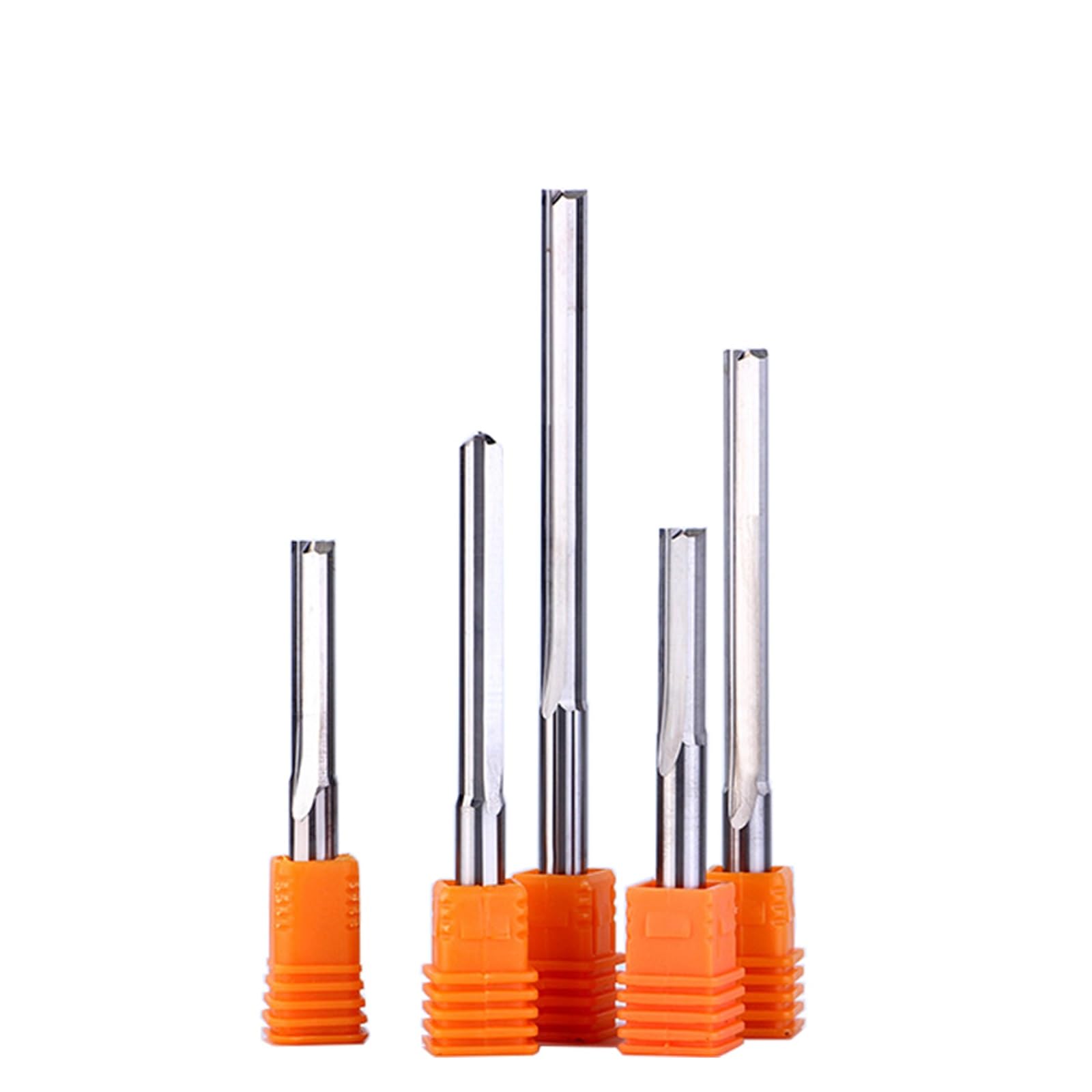 10 Uds 3.175/4/5/6mm CED 1mm 2mm CEL 17mm broca de ranura recta cortador de madera CNC carburo sólido dos brocas de flauta doble brocas de enrutador CNC