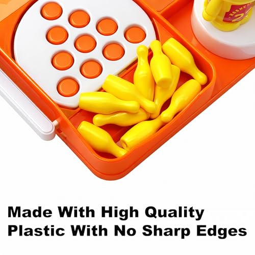 Image of VGRASSP Basketball Theme Pinball Bowling Tabletop Game Toy for Kids with 10 Bowling Pins - Interactive Indoor and Outdoor Manual Launcher Playset Gift - Color As Per Stock