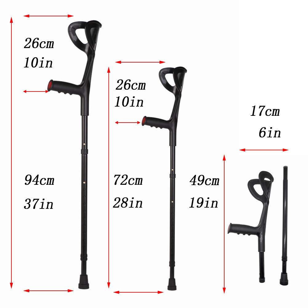 Lightweight Foldable Forearm Crutch, Aluminum Walking Stick,Height Adjustable, Ergonomic Handle with Comfortable Grip 2ZG-02BM (Black) — Amazon image 4