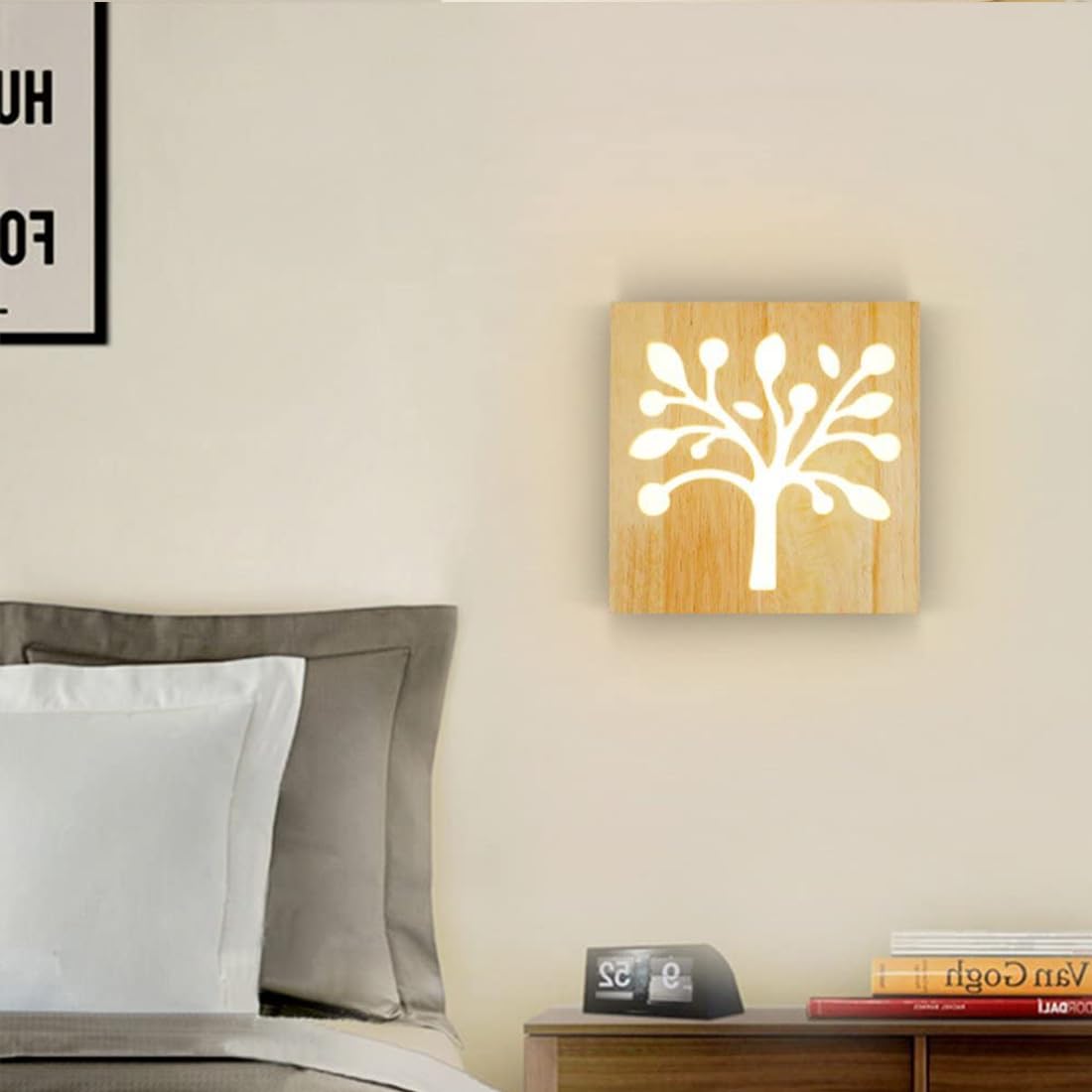 Lámpara de panel de pasillo en madera con acabados premium estilo retro 8