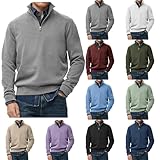 Quarter Zip Pullover Men, Mock Neck Sweatshirt Mens Sweater Polo Work Oversized Tops 1/4 Zipper Sweatshirts for Men Winter Spring Clothes Mockneck Half Zip Fashion Warm Clothing Grey L