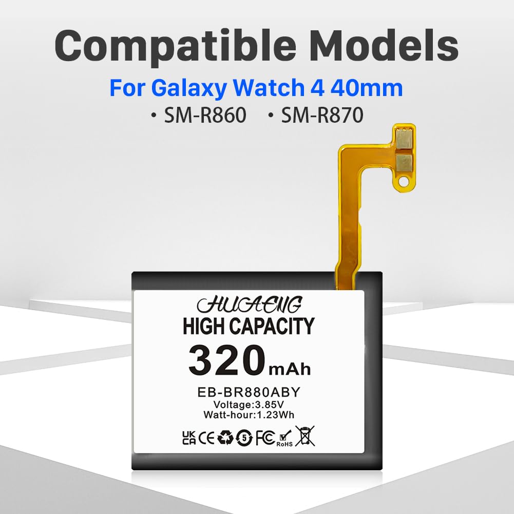 R880 Akku, (2026 Neues Upgrade) 320 mAh Ersatzakku für Samsung Galaxy Watch 4 Classic 42 mm SM-R860 SM-R870 Hochleistungs-EB-BR880ABY Li-Ionen-Polymer-Ersatzakku mit Werkzeugsatz