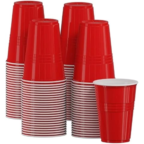 Vasos de plástico rojos desechables de 12 onzas (50 piezas) Cover