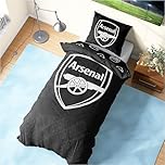 Get Trend Arsenal FC Single Duvet Cover Set, Reversible Football-Themed Bedding Set with Pillowcase, Ultra Soft & Durable Duvet Quilt Bedding Cover (Black Arsenal, Single)