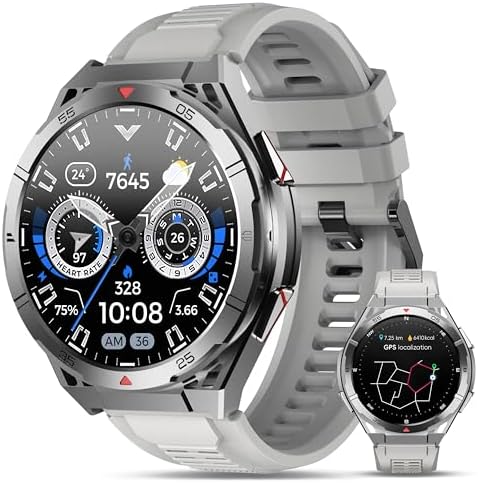 Militär Smartwatch Herren W50pro – 1.45" Display, 100 Tage Akku, IP68, Kompass, Taschenlampe, Bluetooth-Anrufe