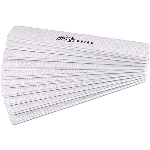 10Pcs Jumbo Size Pana Professional Double Sided Nail Files - Zebra, 80/80 Grit - Emery Board Nail Buffering File Manicure Pedicure Nail Polisher Washable #TOP3