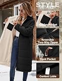 Vancavoo Wintermantel Damen Lang Winterjacke Warm Gefüttert Winterparka Winter Jacke Mantel Parka Steppmantel Daunenmantel mit Kapuze,Schwarz,XL