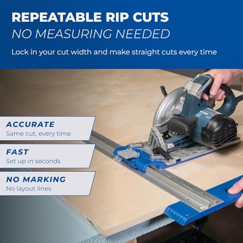 Image of Kreg KMA2685 Rip-Cut Circular Saw Guide - Cutting Tool - Guide is Best for Regular (Side-Blade) Circular Saw - Ensure Compatibility Before Use - Woodworking Tools for Home Improvement