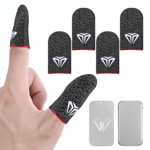 Gjinxi 4 Stück Gaming Finger Thumb Sleeves Mobile Gaming Handschuhe Fingerlinge Silberfaser Touchscreen Daumenhülsen Fingerabdeckung Fingerhülse Daumenhülle für Handyspiele