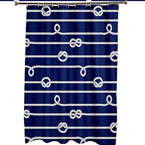Rideau de douche 165x200 polyester anti moisissure bleu marine et blanc - 7