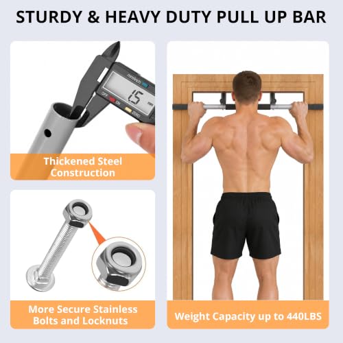 Image of Chin Up Bar Pull up Bar on Door for Home Fitness Exercise Bar