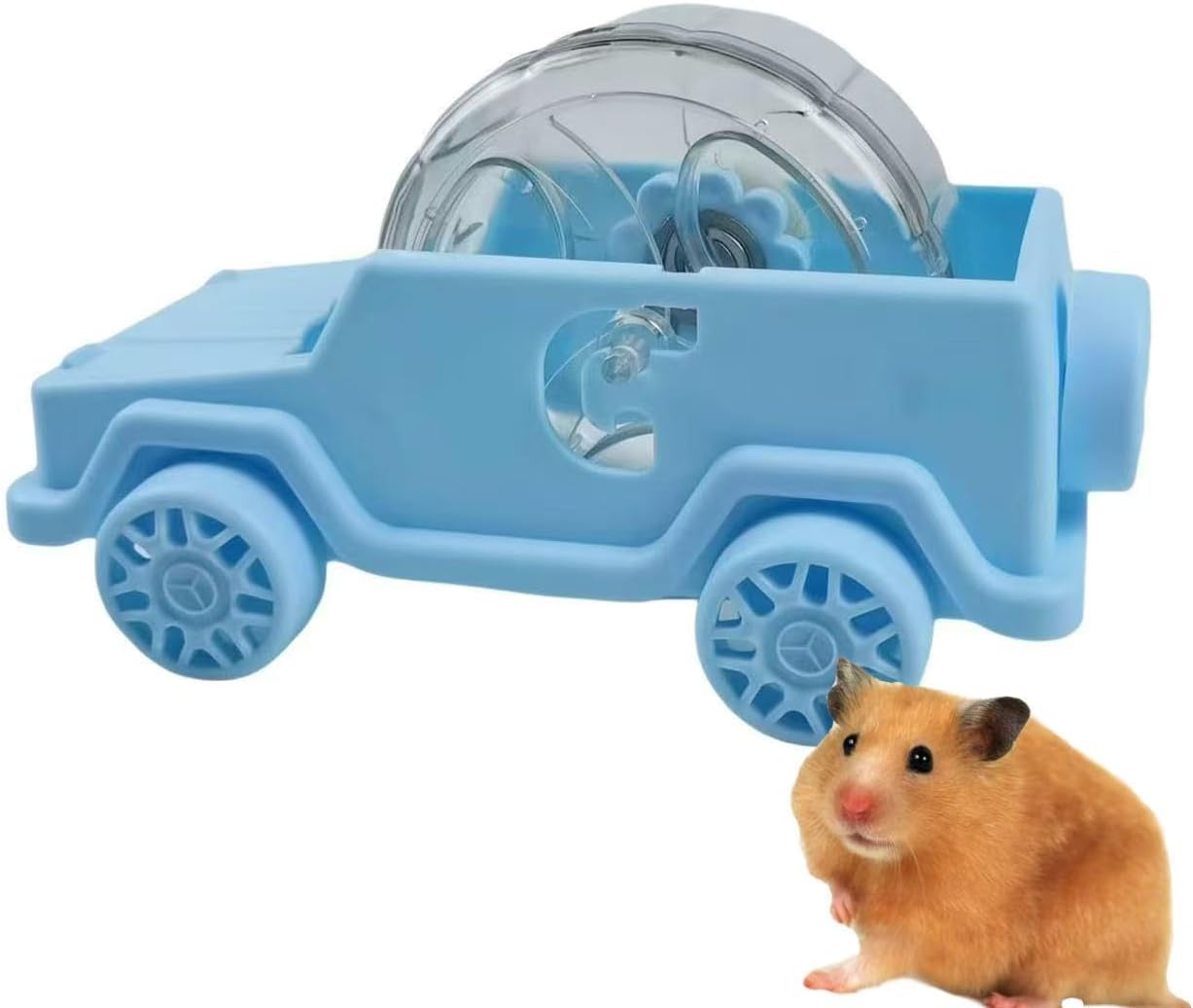 Silent Hamster Wheel Ball Toy Car for Gerbil Chinchilla Hedgehog Wheel Hamsters Pig and Other Pets Small Travel Hamster Cage (Green, Large)