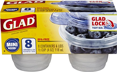 Glad contenants 4 oz ronds mini 8 unités