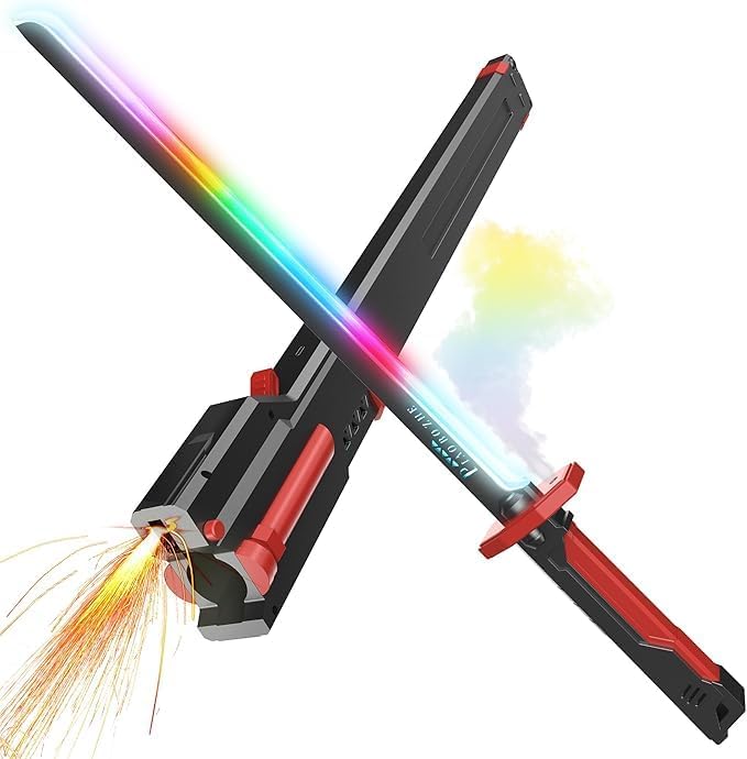 Image of BUQARO LED Sword with Smoke & Spark Effects, 7-Color Light Blade with Sound FX, Anime-Inspired Cosplay Katana for Roleplay, Halloween, Parties, Collectors, and Display