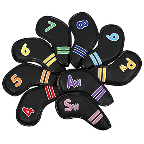 Housses de fers de golf numériques noires : lot de 9 protections anti-chocs universelles