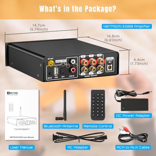 NBTPSON E580 Bluetooth Stereo Receiver Amp 2.1 Ch 50Wx2+100W Sub — view 8