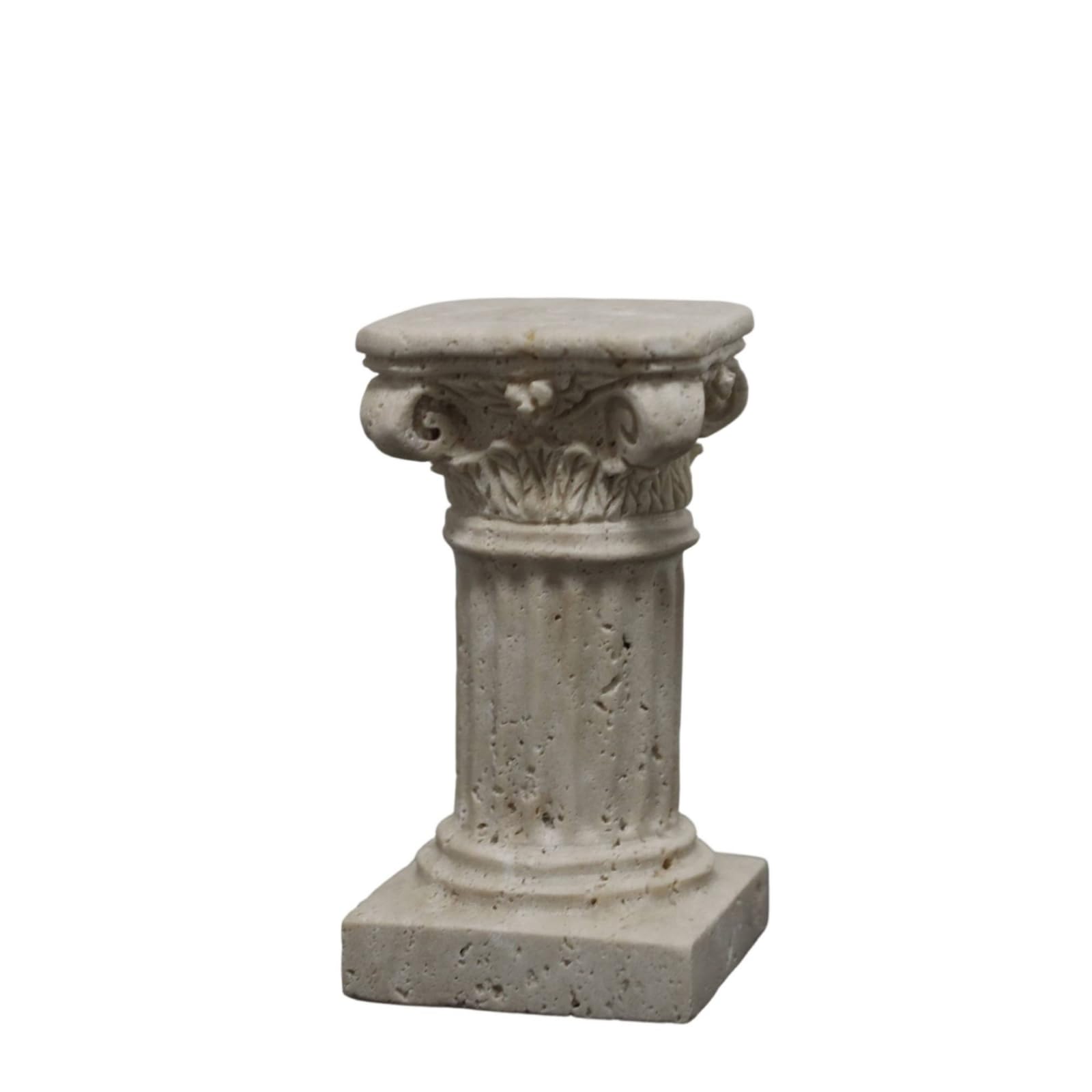 Repisa columna romana travertino baja pilar decorativo de piedra antigua