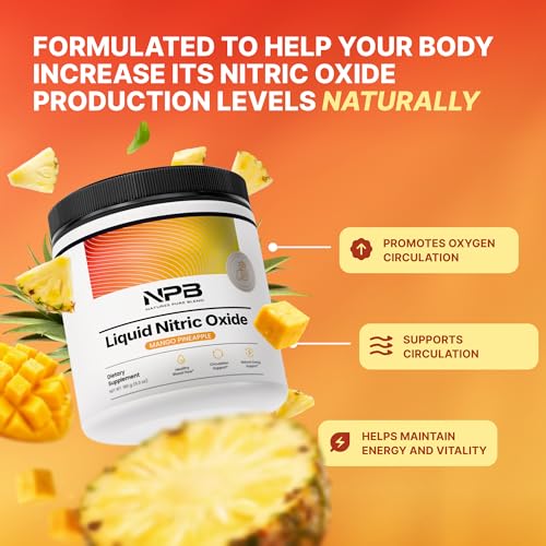Image of Nature's Pure Blend Liquid Nitric Oxide Supplements - L-Arginine Powder - Nitric Oxide Booster & Circulation Supplement - Blood Flow Support, L Arginine and L Citrulline - 5000MG (Mango Pineapple)