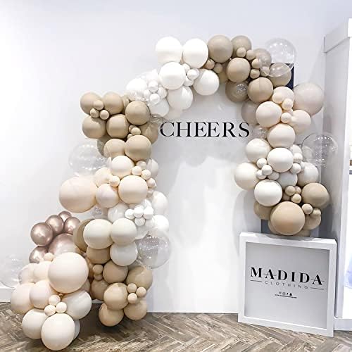 Balloon Arch Kit, Nude Balloon Garland,Beige Cream Apricot Double-Stuffed Party Decoration for Retro Boho Wedding Baby Shower Bridal Engagement Anniversary Birthday Party