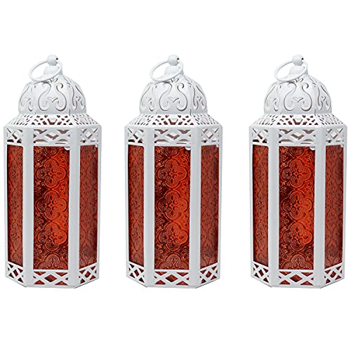 Vela Lanterns Decorative Candle LED Fairy Light Lantern Holders (Lights Included, White, Medium, Set of 3)