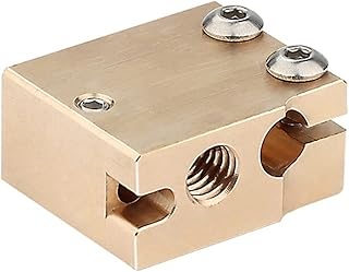 APAAZO 1 Pcs 3D Heat Block E3D V5 V6 MK7 MK8 MK2 MK10 Volcano PT100 CR10 2 IN 1 OUT Aluminum/Brass Compatible With Hotend 3D Printer Parts (Color : Volcano PT100 Brass)