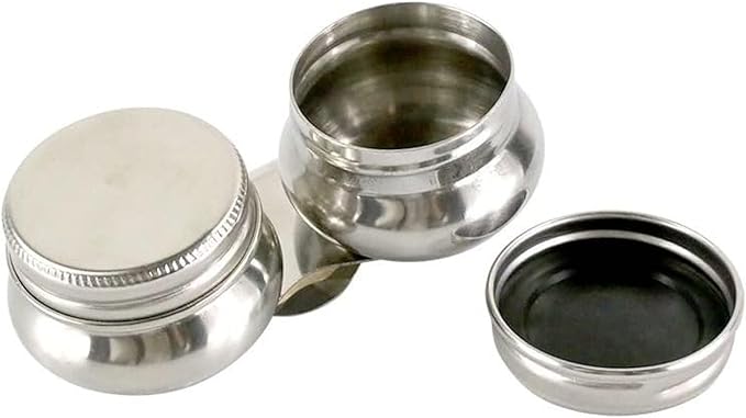 Stainless Steel Double Dipper Palette Cup with Screw Lid and