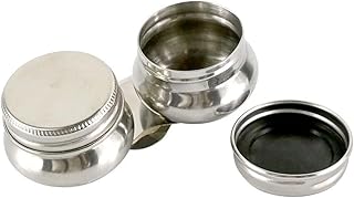 Stainless Steel Double Dipper Palette Cup with Screw Lid and Clip Oil Container for Acrylic or Oil Paint