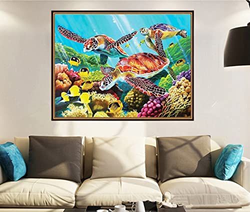 Artxfovy Stamped Cross Stitch Kits Beginners Full Range Of Embroidery Starter Kits For Adults Printed Cross Stitching Diy Needlepoint Kit 11Ct- (Sea Turtle 15.7×19.7 Inch) #TOP1