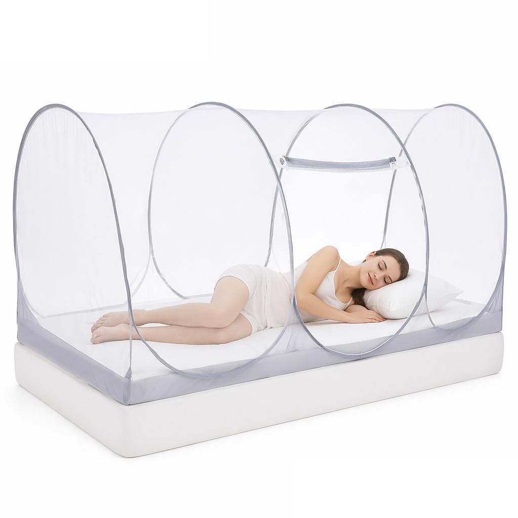 Moustiquaire de voyage zippée pour stopper les insectes sur lit simple 200x100 cm