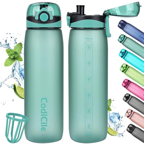 CodiCile Trinkflasche 1L, Wasserflasche 1L BPA-Frei, Auslaufsichere 1 Liter Trinkflasche, Tritan Sportflasche mit Filter für Fitness… – Ansicht 2