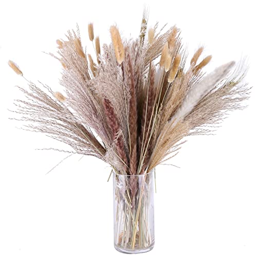 Uposao 100 Pz Decorazione di Pampas Essiccati Naturali, 43cm Fiori Secchi per Composizioni Floreali Decorazioni per la Casa Bohémien Erba di Pampa Piante Decorative per Matrimonio, Camera da Letto
