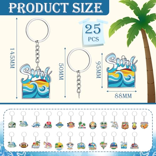 Image of Sureio 25 Pcs USA Souvenir Keychain Gifts Bulk Men California Los Angeles Texas Florida Chicago Silver Metal American Keyring