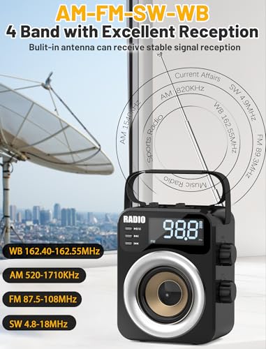 Image of Portable AM /FM /WB /SW Radio, 4000mAh Rechargeable & 3xD Cell Battery Powered