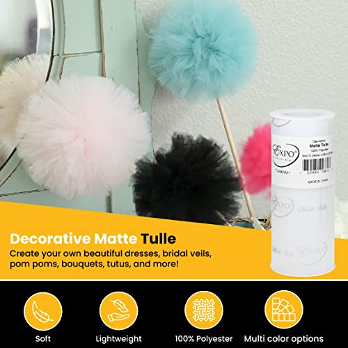 Image of Expo International Decorative Matte Tulle, Lightweight Polyester Tulle Fabric for Tutus, Costumes, and Party Decorations, Washable, Easy-to-Use, 6 Inch x 25 Yards, White, Pack of 1