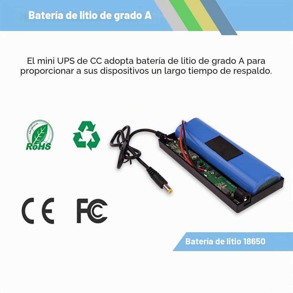 DC 12V 3A Mini UPS Sistema de Alimentación Ininterrumpida con Capacidad de 10400mAh para Cámara de Seguridad y Sistema de Monitoreo con Protección de Seguridad contra Sobredescarga y