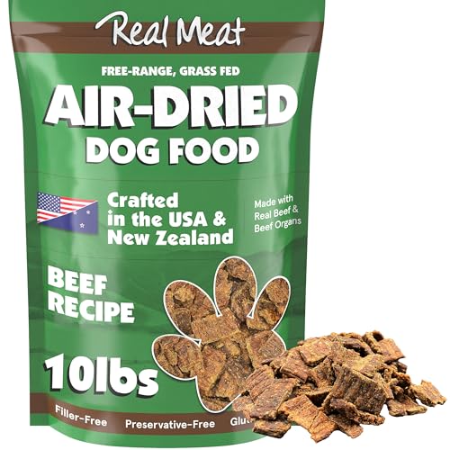 Real Meat Air Dried Dog Food w/ Real Beef - 10lb Bag of USA-Crafted Grain-Free, High Protein Dog Food
