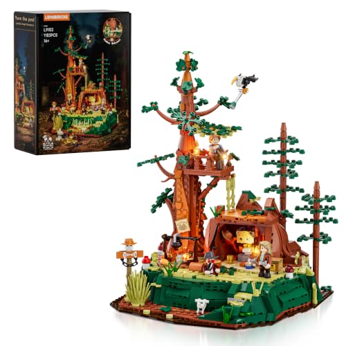 Lumibricks Sequoia Banditenlager mit LED-Lichtern 1183 Teile Western-BAU-Set Redwood-Versteck mit Fallen & Banditenfiguren Sammlermodell für Erwachsene & Teenager Geschenkidee